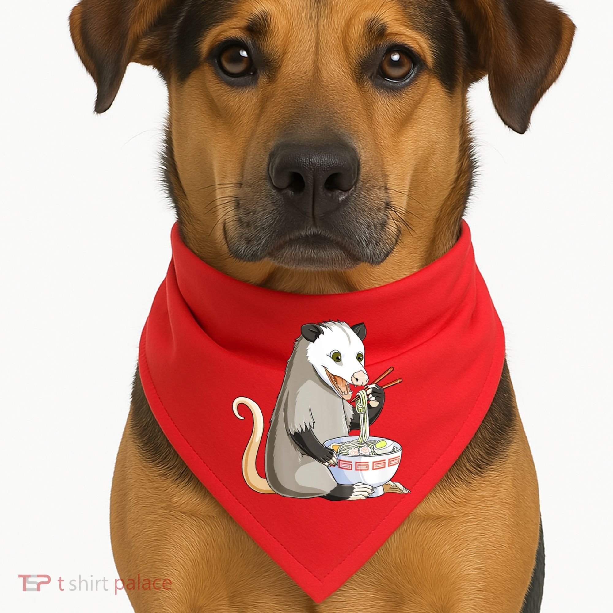 Funny Opossum Eating Ramen USA-Made Doggie Bandana