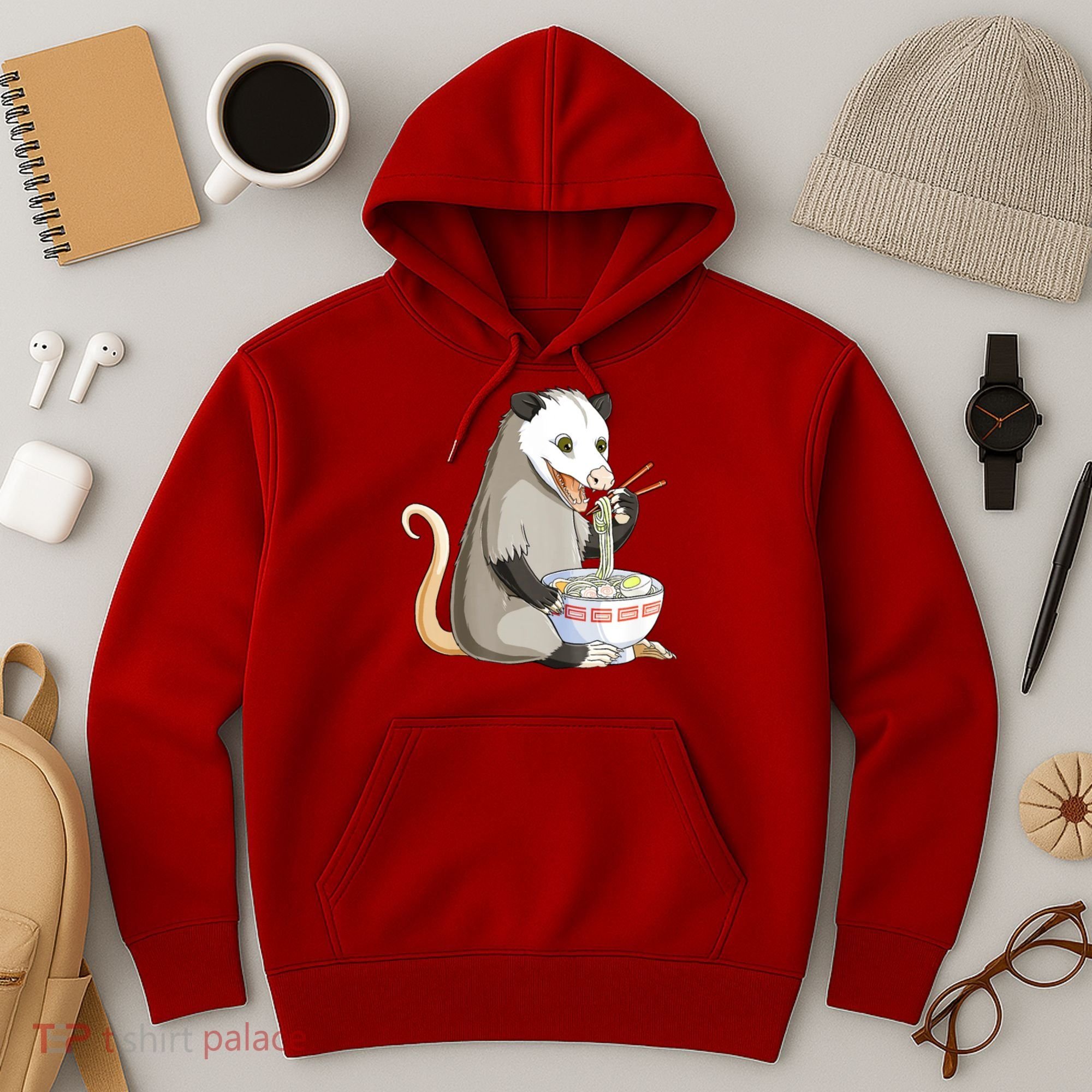 Funny Opossum Eating Ramen Hoodie