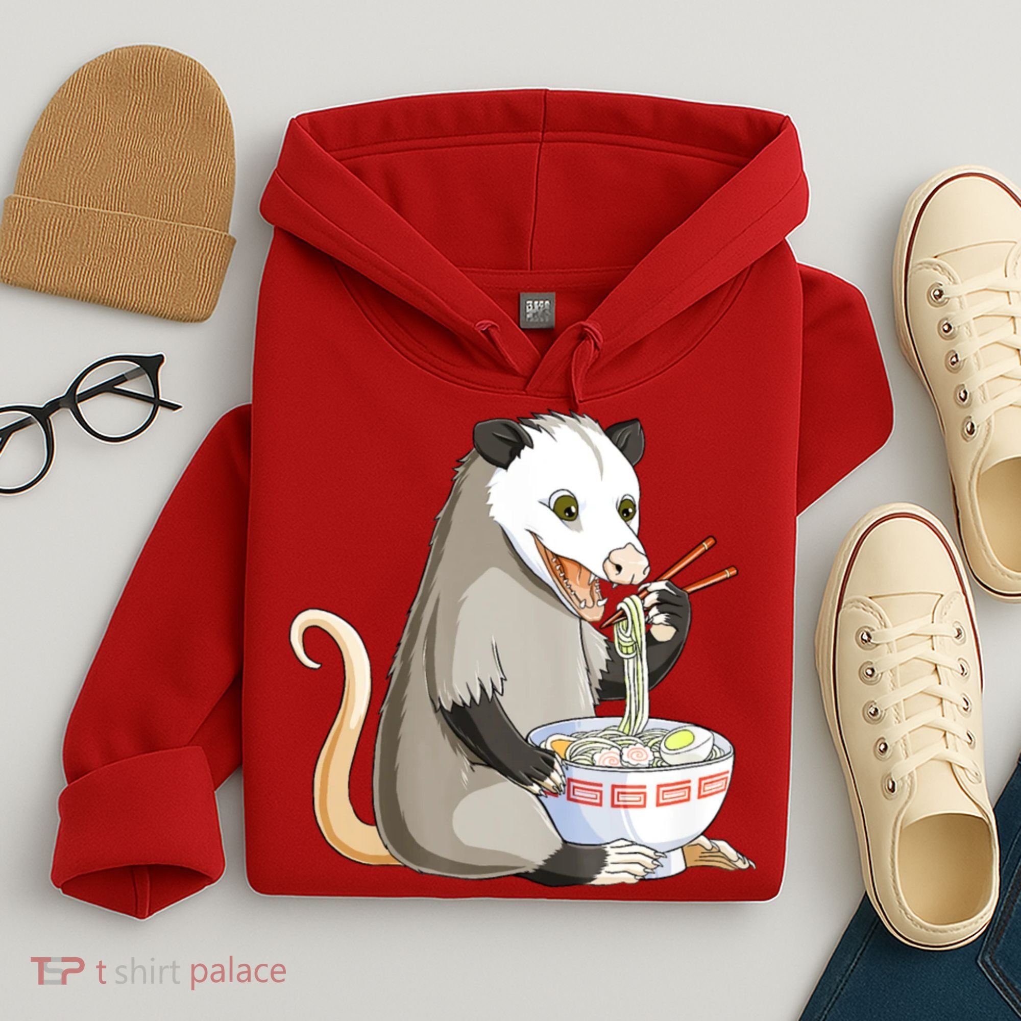 Funny Opossum Eating Ramen Hoodie