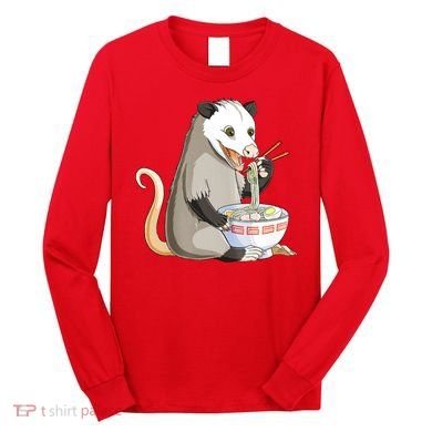 Funny Opossum Eating Ramen Long Sleeve Shirt