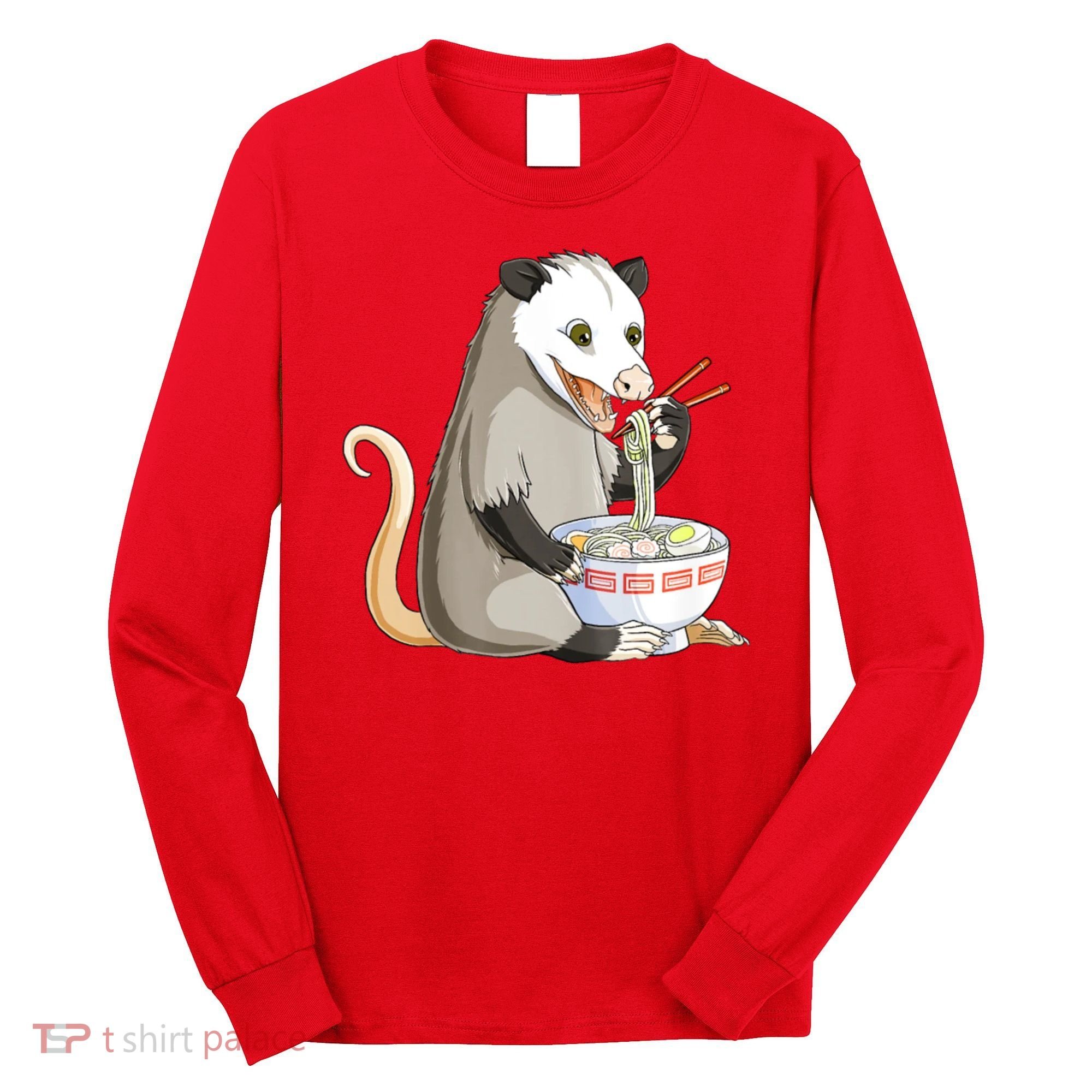 Funny Opossum Eating Ramen Long Sleeve Shirt
