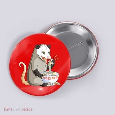 Funny Opossum Eating Ramen Button