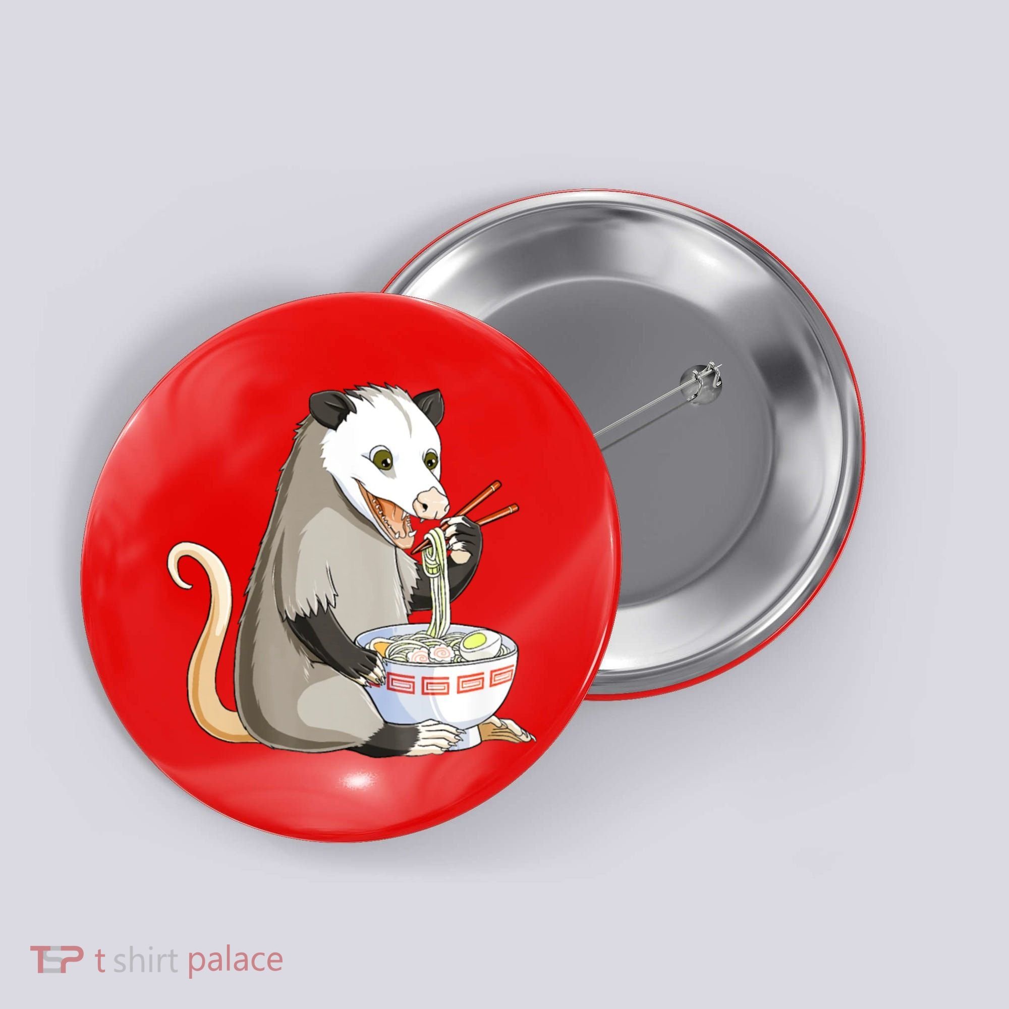 Funny Opossum Eating Ramen Button