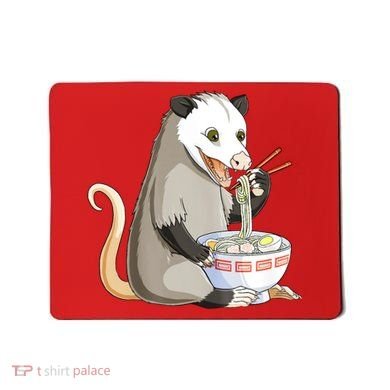 Funny Opossum Eating Ramen Mousepad