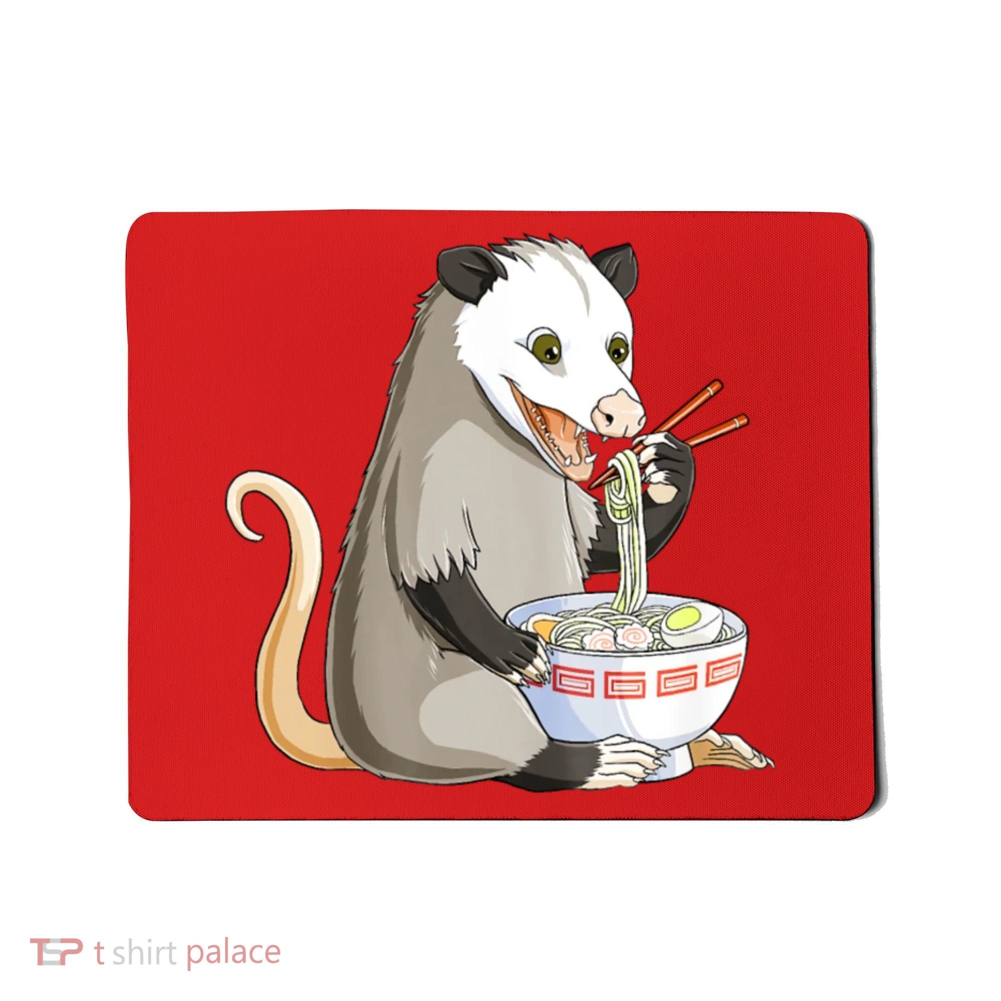 Funny Opossum Eating Ramen Mousepad