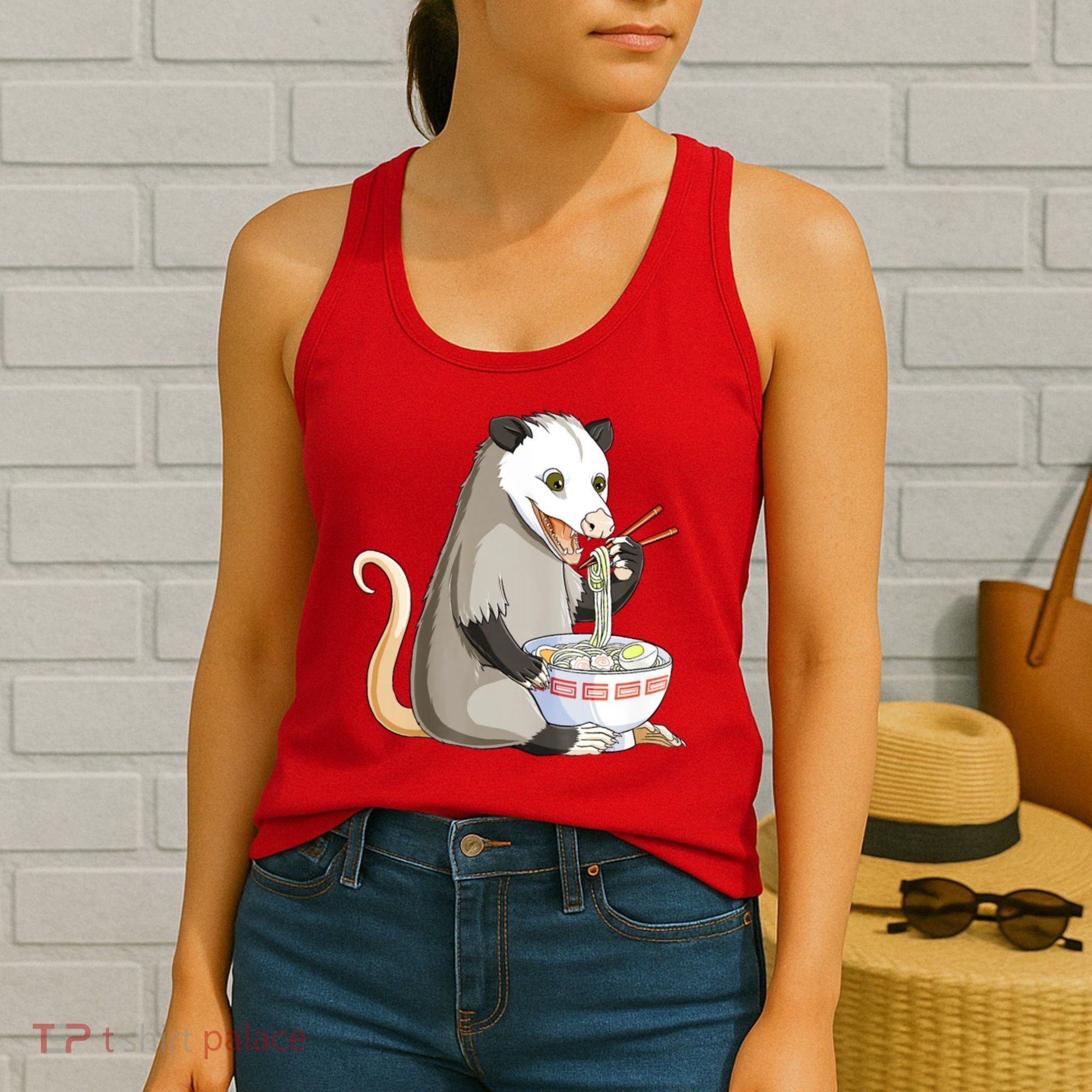 Funny Opossum Eating Ramen Women's Tank Top