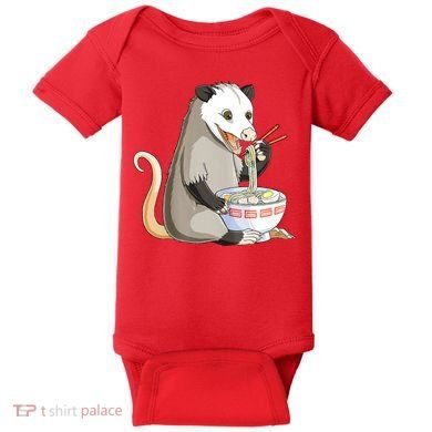 Funny Opossum Eating Ramen Baby Bodysuit