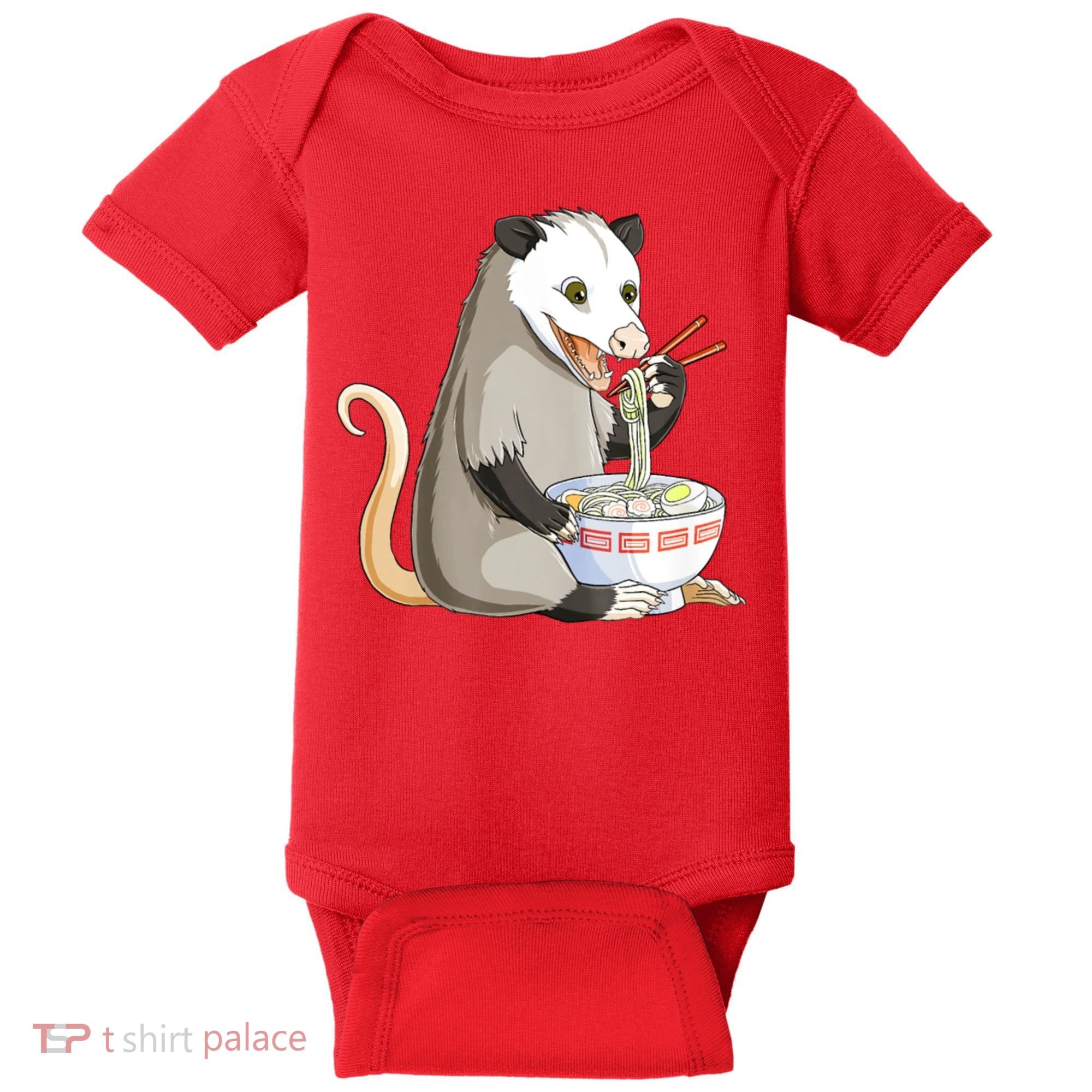 Funny Opossum Eating Ramen Baby Bodysuit