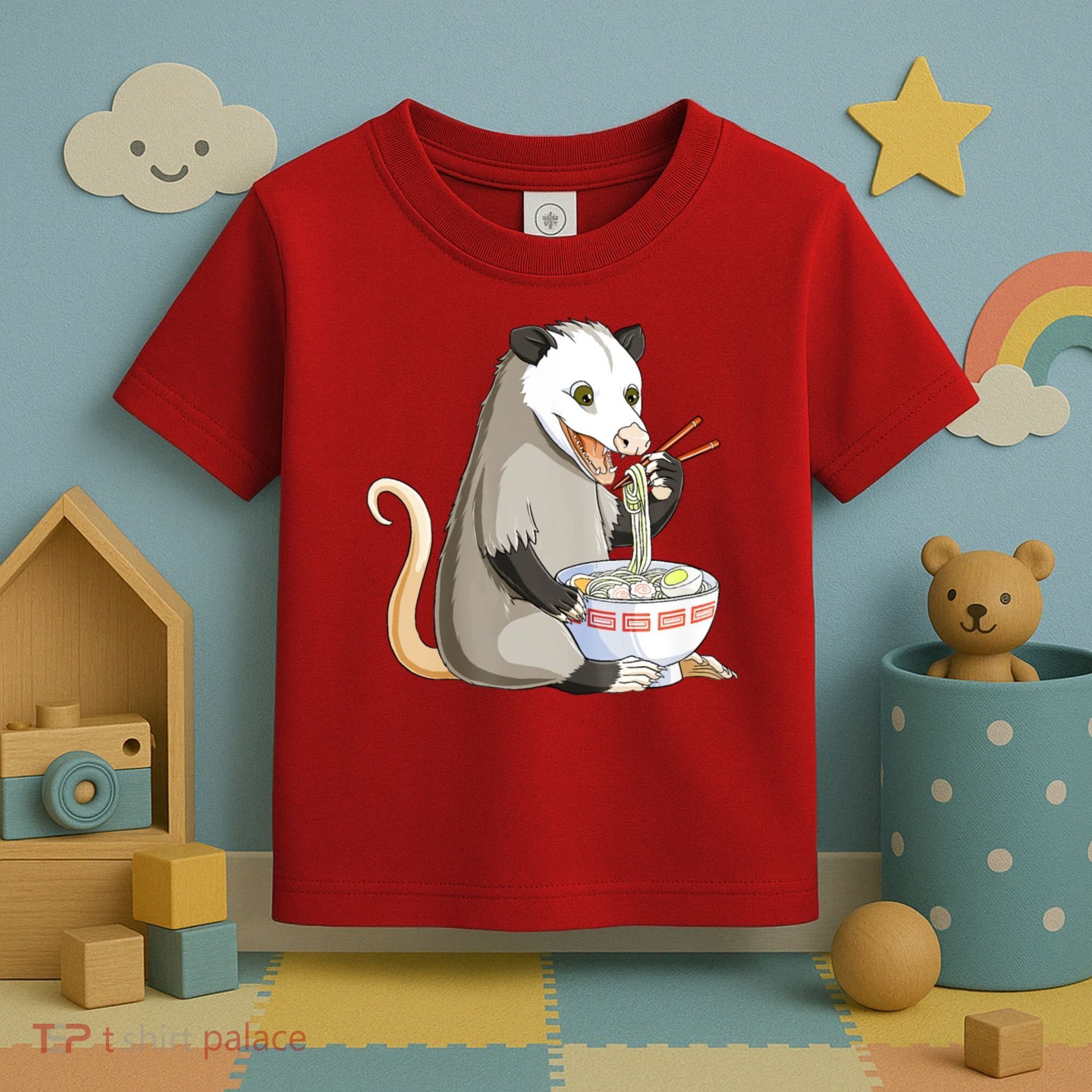 Funny Opossum Eating Ramen Toddler T-Shirt