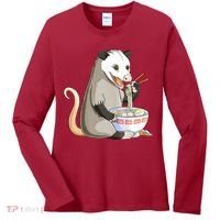 Funny Opossum Eating Ramen Women's Long Sleeve Shirt thumb 0