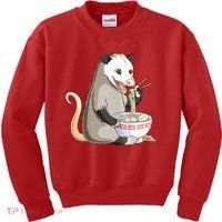 Funny Opossum Eating Ramen Kids Sweatshirt thumb 0