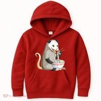 Funny Opossum Eating Ramen Kids Hoodie thumb 0