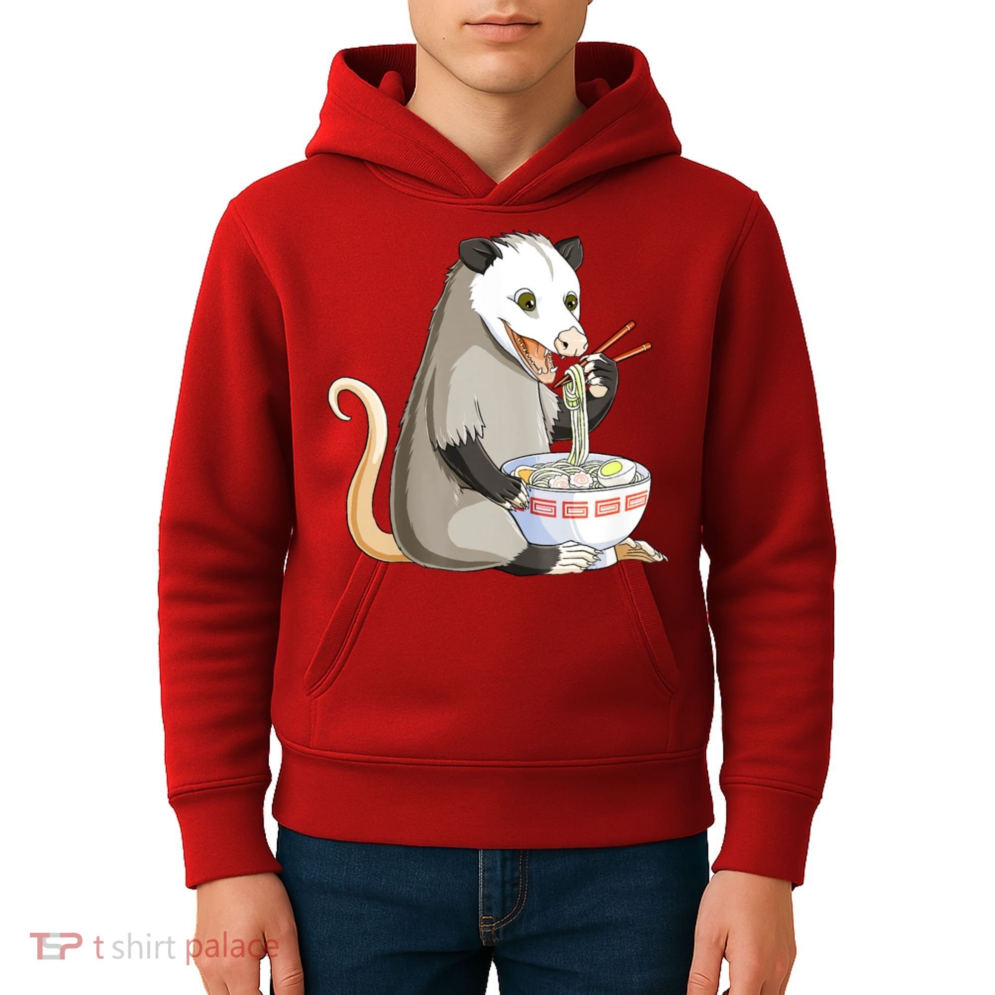 Funny Opossum Eating Ramen Kids Hoodie