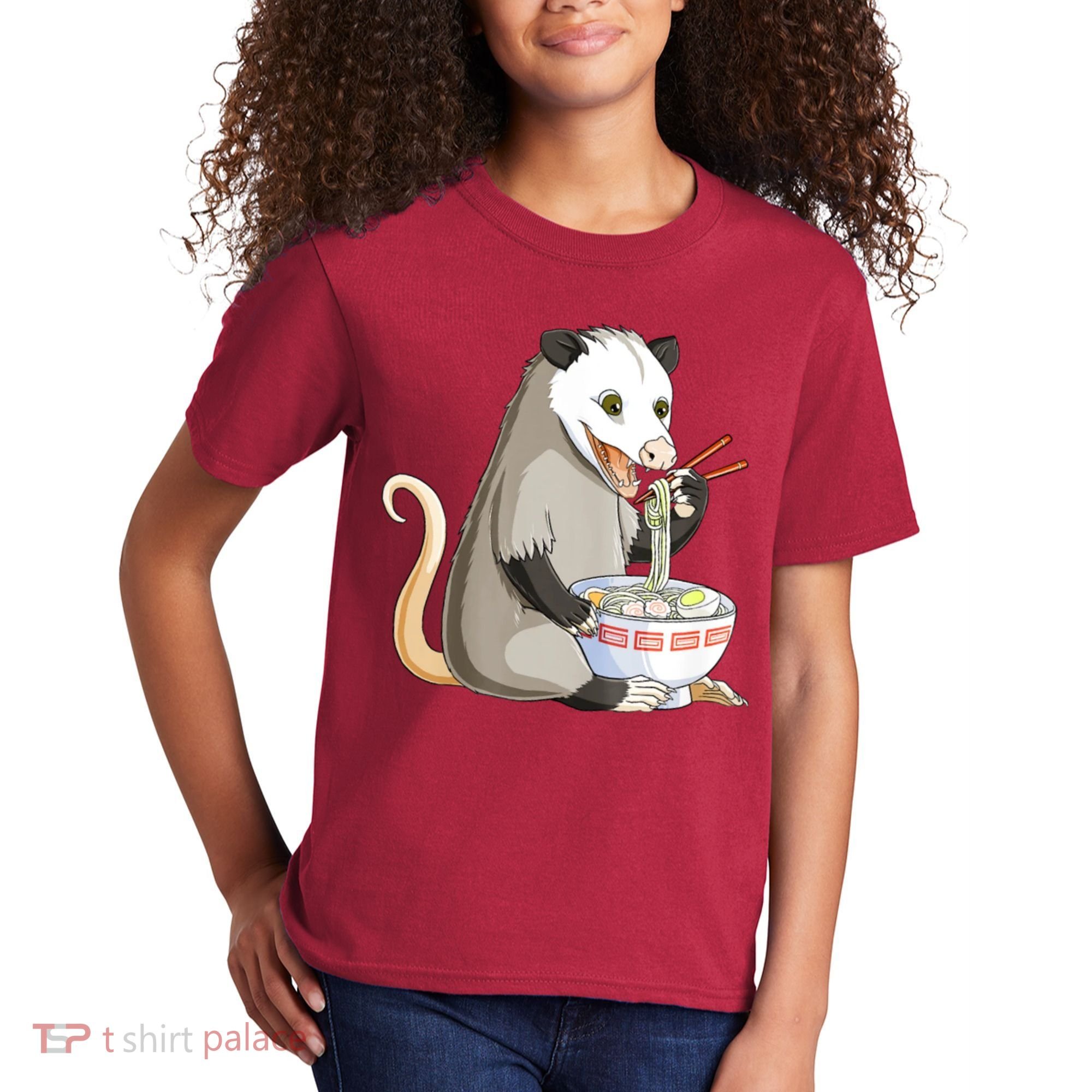 Funny Opossum Eating Ramen Kids T-Shirt
