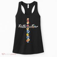 Faith Over Fear Christian Cross Flowers Women's Tank Top thumb 0