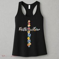 Faith Over Fear Christian Cross Flowers Women's Tank Top thumb 3