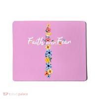 Faith Over Fear Christian Cross Flowers Mousepad thumb 0