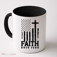 Faith Over Fear American Flag Cross Coffee Mug thumb 0