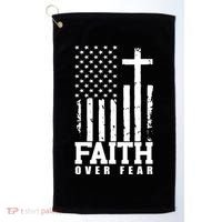 Faith Over Fear American Flag Cross Golf Towel thumb 0
