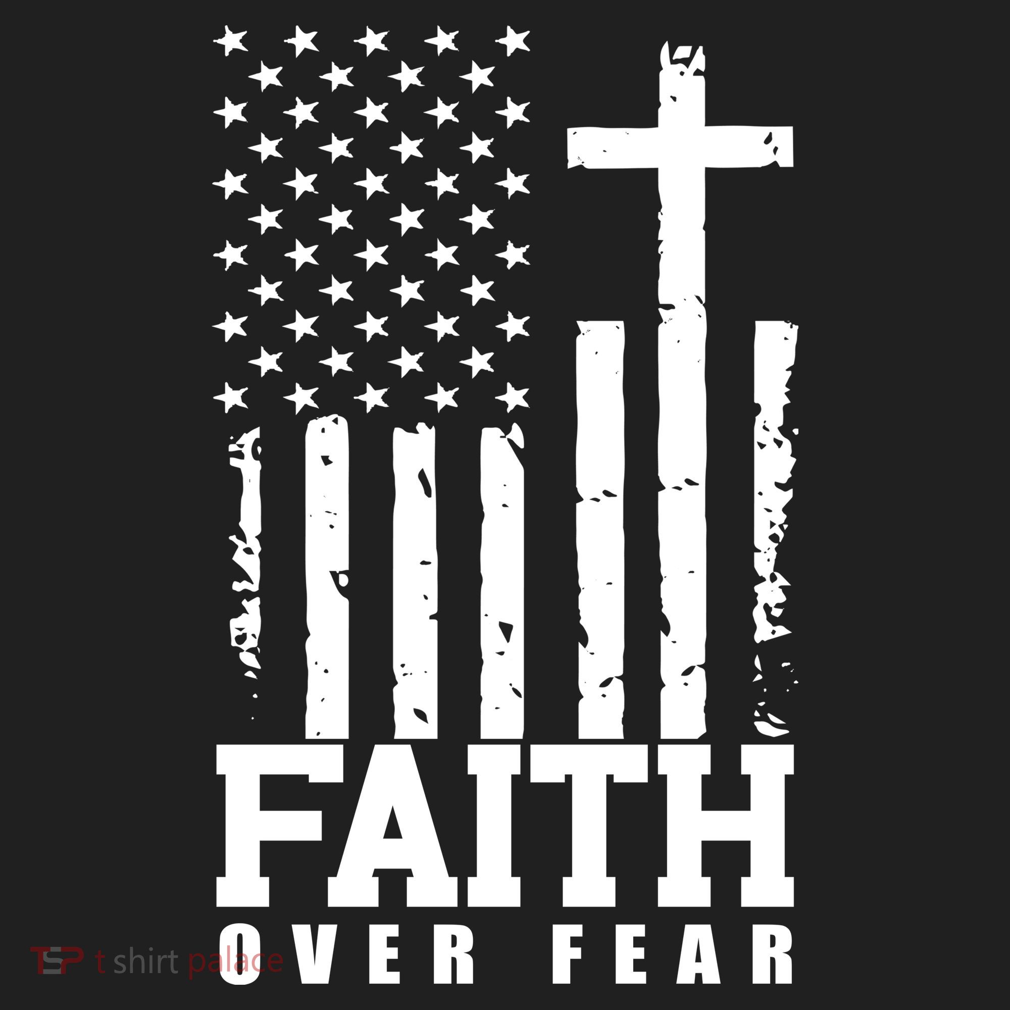 Faith Over Fear American Flag Cross Golf Towel