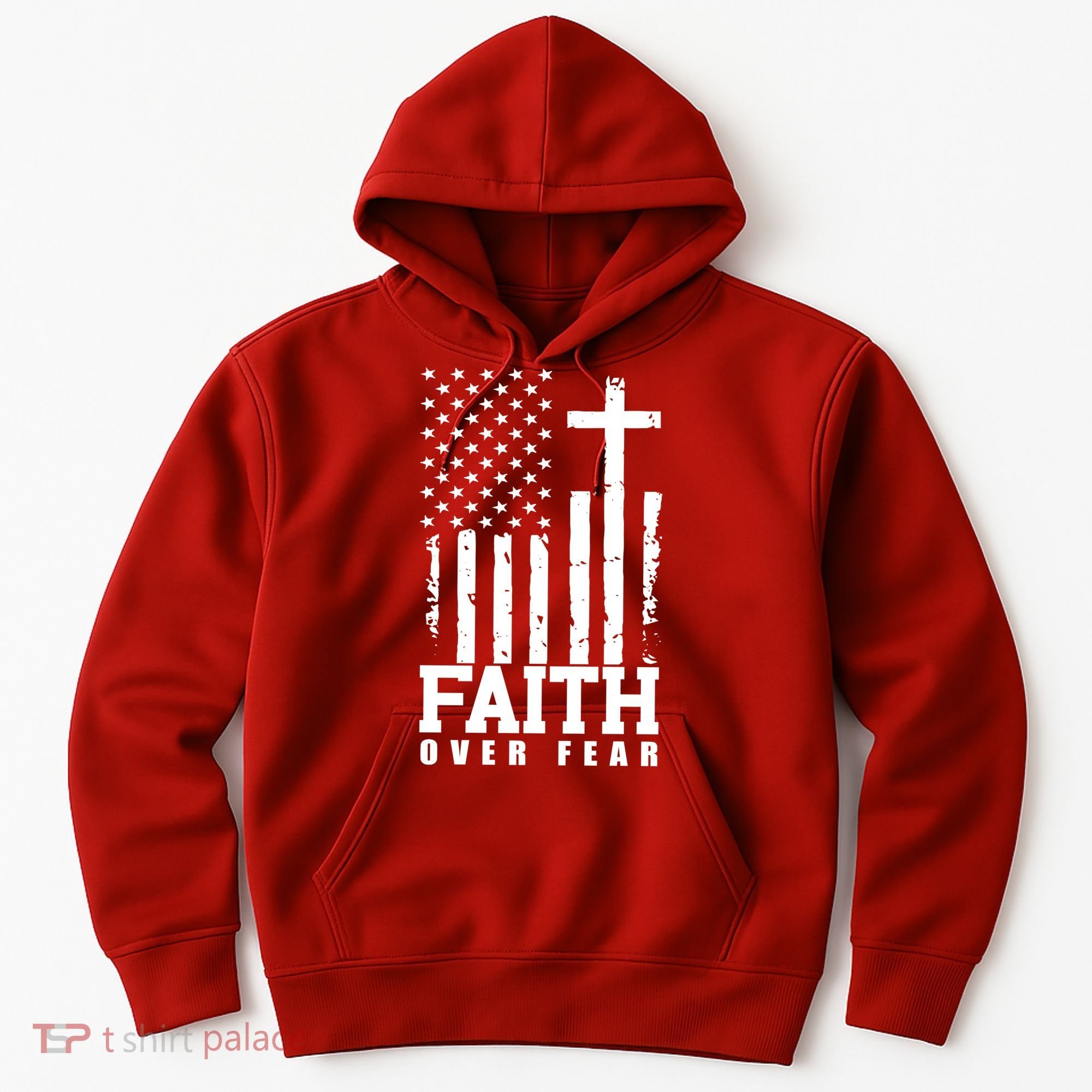 Faith Over Fear American Flag Cross Hoodie