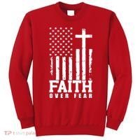Faith Over Fear American Flag Cross Sweatshirt thumb 0