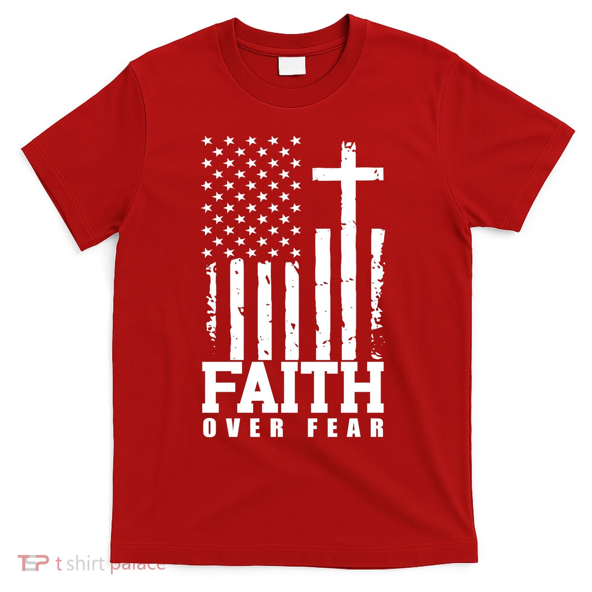Faith Over Fear American Flag Cross T-Shirt