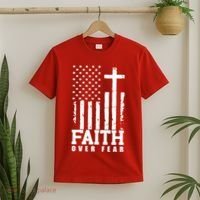 Faith Over Fear American Flag Cross T-Shirt thumb 2