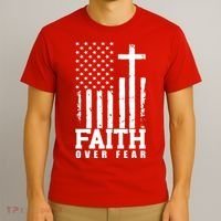 Faith Over Fear American Flag Cross T-Shirt thumb 3