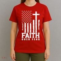 Faith Over Fear American Flag Cross T-Shirt thumb 4