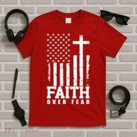 Faith Over Fear American Flag Cross T-Shirt thumb 5