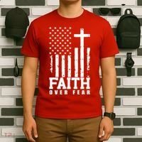 Faith Over Fear American Flag Cross T-Shirt thumb 6