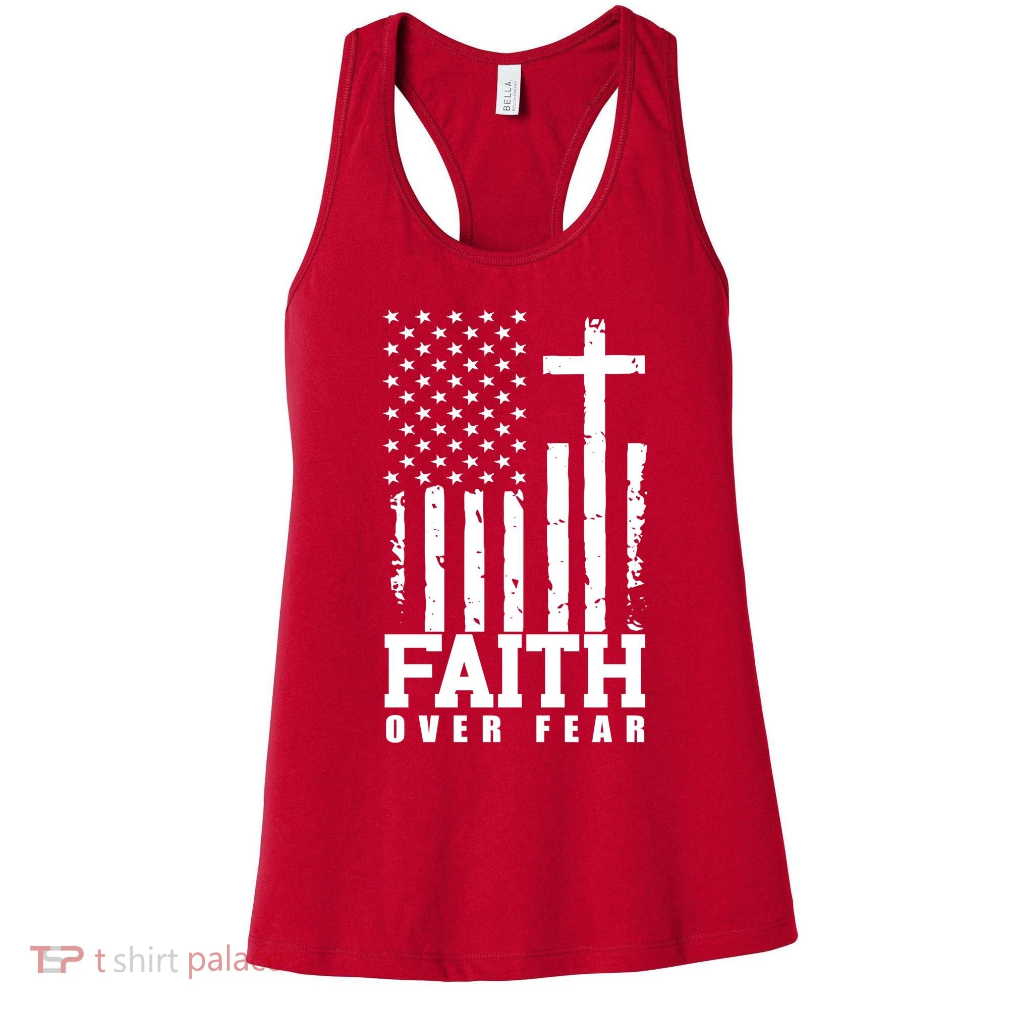Faith Over Fear American Flag Cross Women's Tank Top