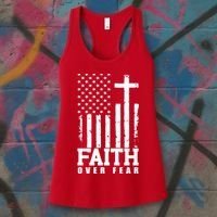 Faith Over Fear American Flag Cross Women's Tank Top thumb 3