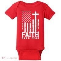 Faith Over Fear American Flag Cross Baby Bodysuit thumb 0