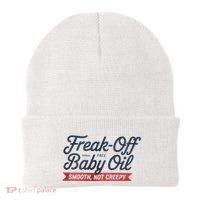 Freak Off Free Baby Oil Funny Halloween Beanie thumb 0