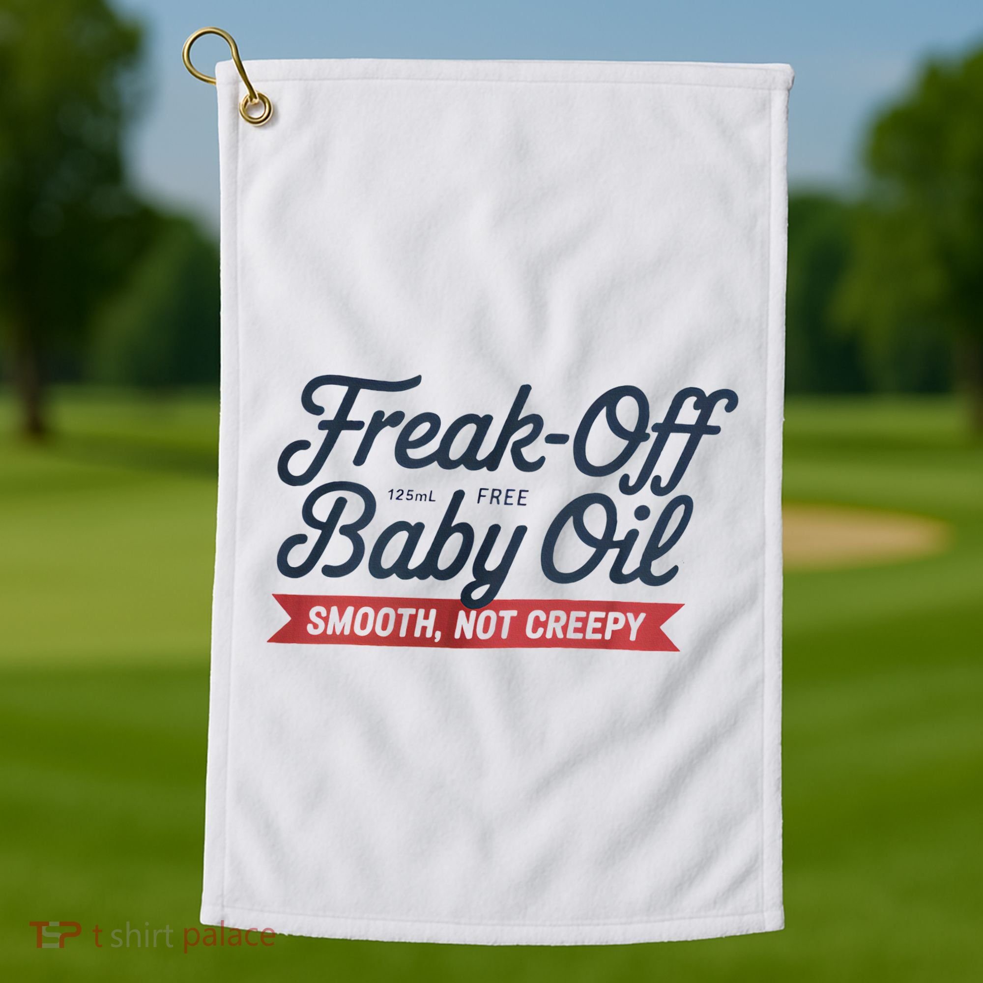 Freak Off Free Baby Oil Funny Halloween Golf Towel