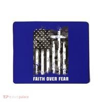 Faith Over Fear Christian Cross Camouflage American Flag Mousepad thumb 0