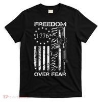 Freedom Over Fear Pro Gun USA Flag 2nd Amendment T-Shirt thumb 0