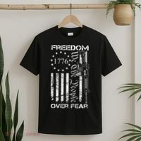 Freedom Over Fear Pro Gun USA Flag 2nd Amendment T-Shirt thumb 2