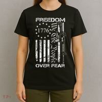 Freedom Over Fear Pro Gun USA Flag 2nd Amendment T-Shirt thumb 4