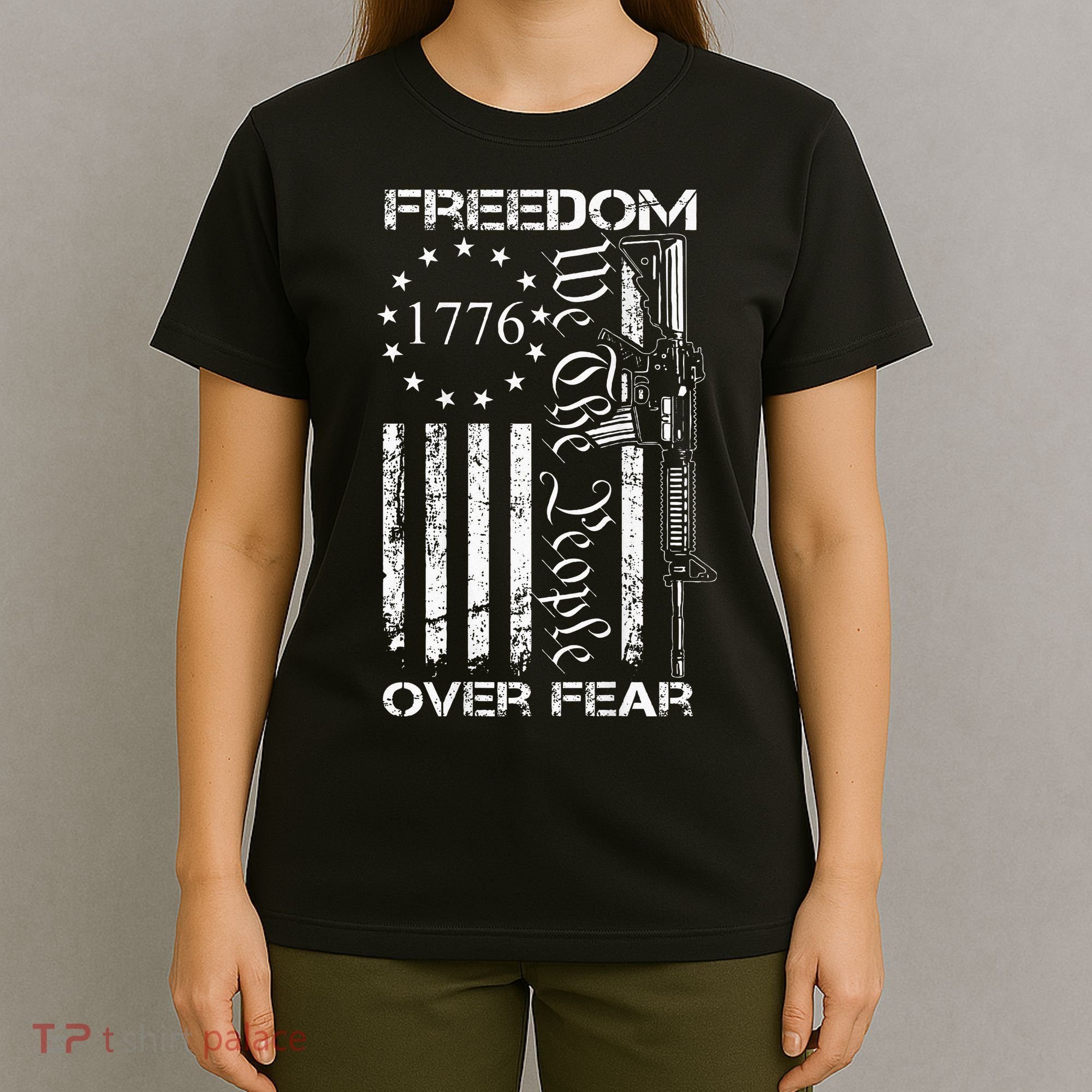 Freedom Over Fear Pro Gun USA Flag 2nd Amendment T-Shirt