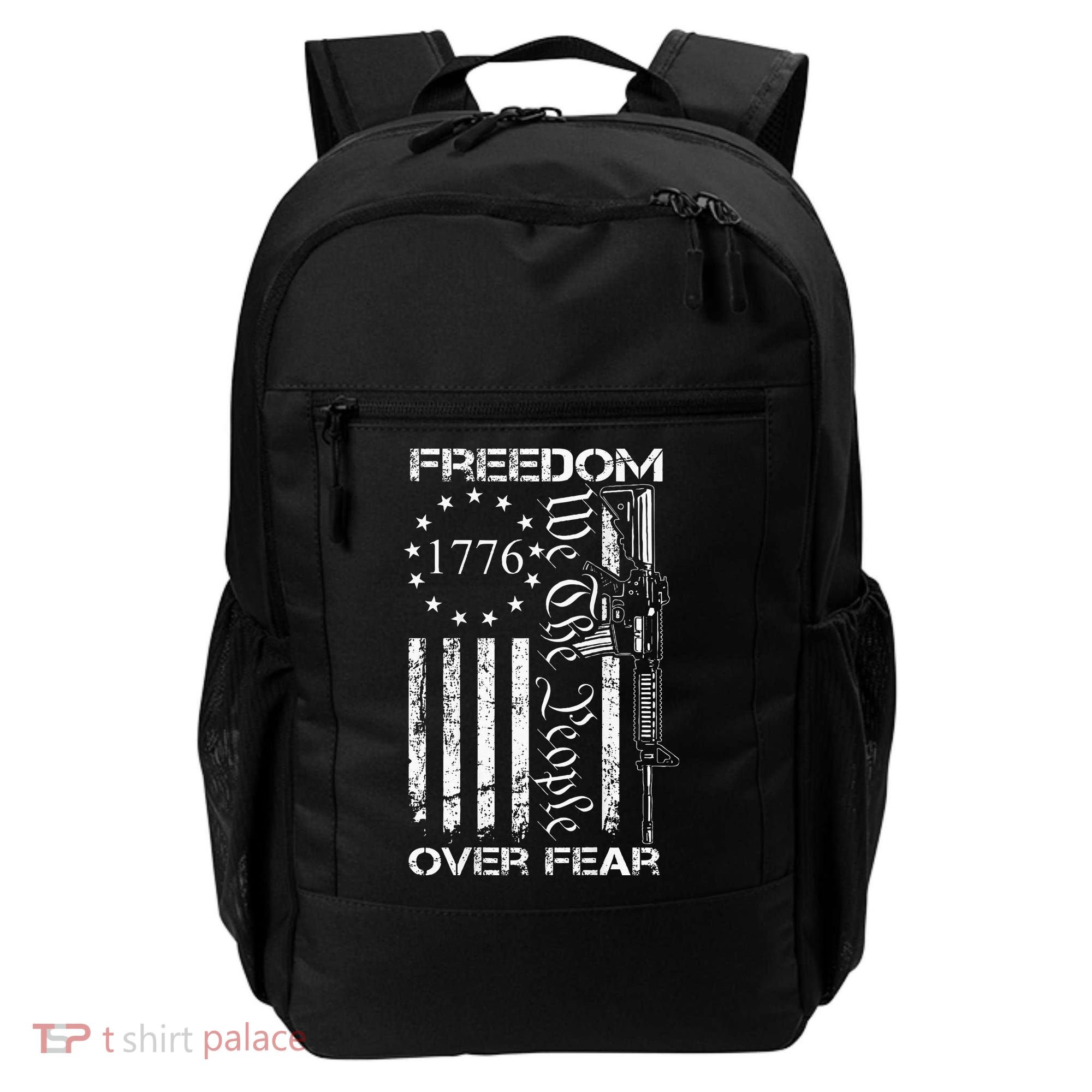 Freedom Over Fear Pro Gun USA Flag 2nd Amendment Backpack