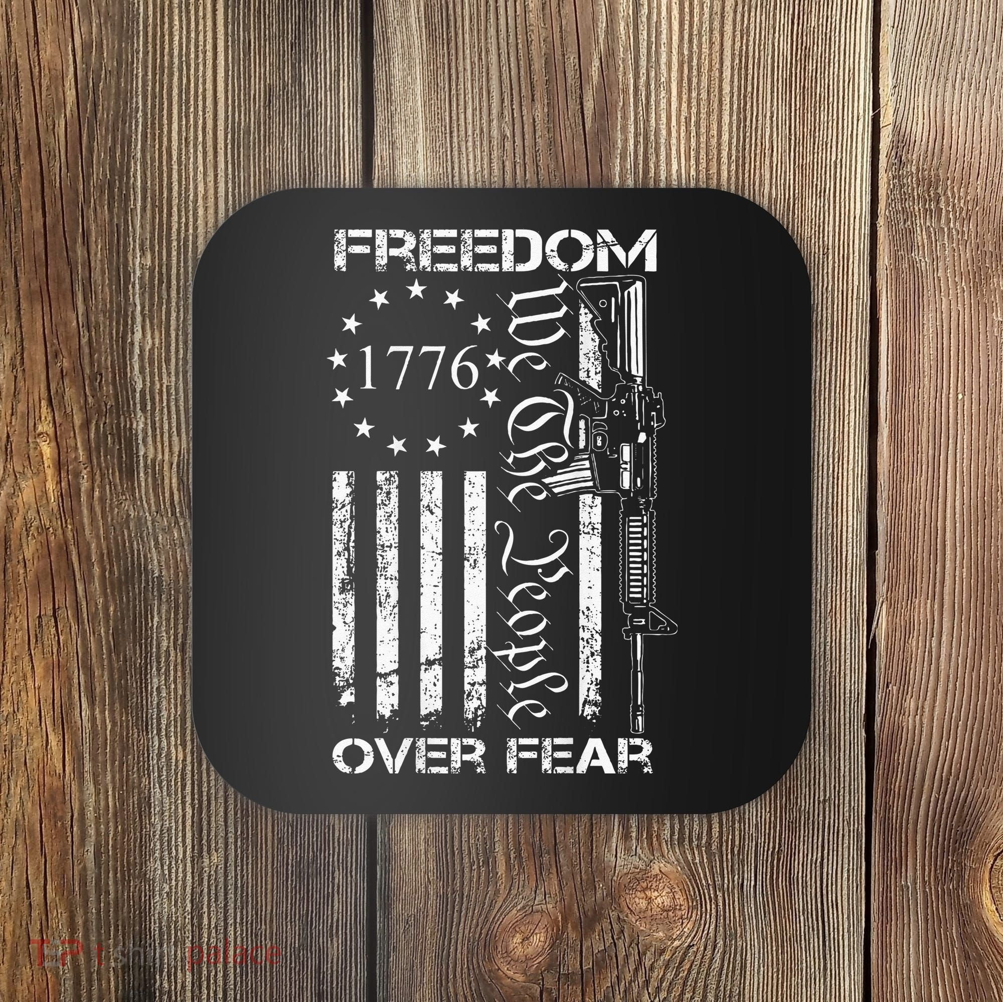 Freedom Over Fear Pro Gun USA Flag 2nd Amendment Coaster