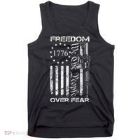 Freedom Over Fear Pro Gun USA Flag 2nd Amendment Tank Top thumb 0