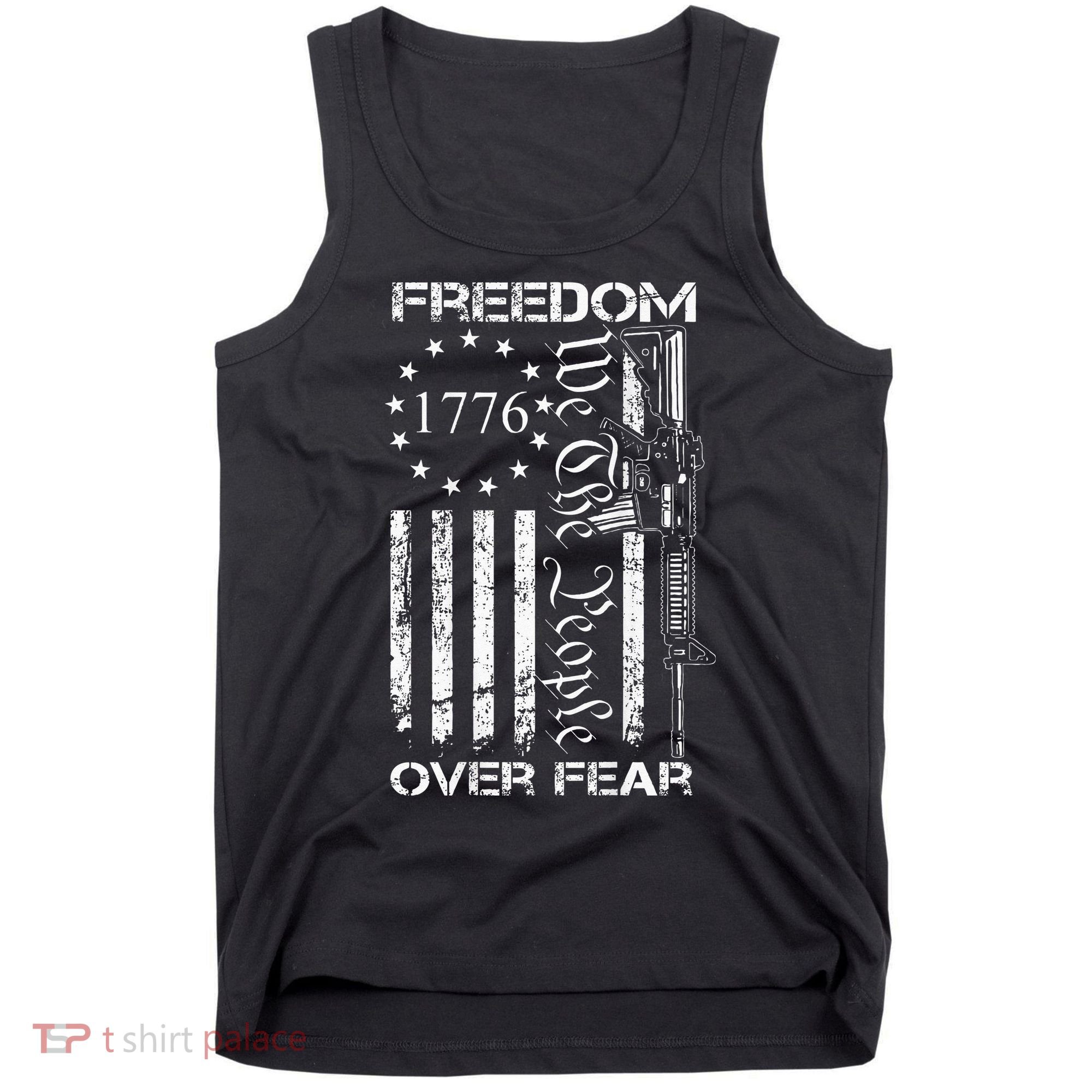 Freedom Over Fear Pro Gun USA Flag 2nd Amendment Tank Top