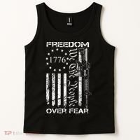 Freedom Over Fear Pro Gun USA Flag 2nd Amendment Tank Top thumb 2