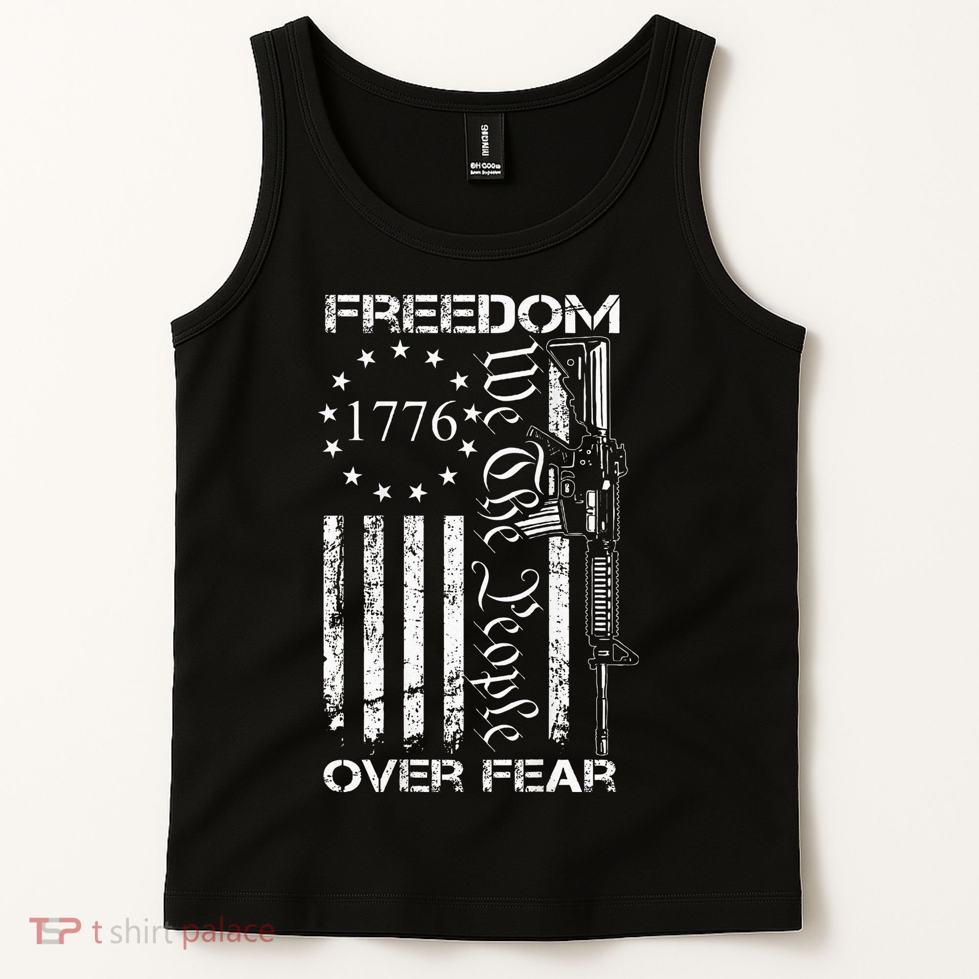 Freedom Over Fear Pro Gun USA Flag 2nd Amendment Tank Top