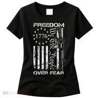 Freedom Over Fear Pro Gun USA Flag 2nd Amendment Women's T-Shirt thumb 0