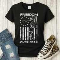 Freedom Over Fear Pro Gun USA Flag 2nd Amendment Women's T-Shirt thumb 3